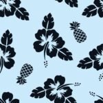 Pre-Order Hibiscus Flowers and Pineapple Tropical Hawaiian Blue Black