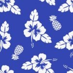 Pre-Order Hibiscus Flowers and Pineapple Tropical Hawaiian Bright Blue White