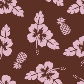 Pre-Order Hibiscus Flowers and Pineapple Tropical Hawaiian Brown Pink