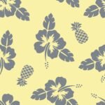 Pre-Order Hibiscus Flowers and Pineapple Tropical Hawaiian Light Yellow Gray