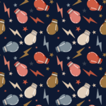 Pre-Order Retro Boxing Gloves and Lightning Bolts Navy Blue Sports