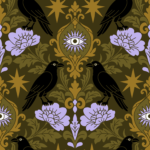 Pre-Order Gothic Raven Damask Celestial Mystic Crow
