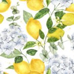 Pre-Order Lemons and Flowers Watercolor Hand Painted Design 1