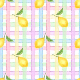 Pre-Order Colorful Checkered Design with Watercolor Lemons Summer Vibe